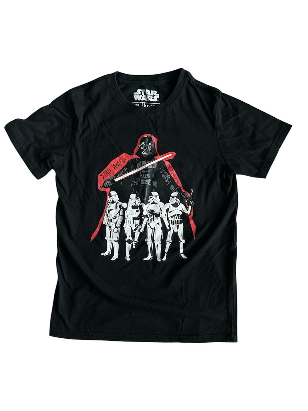 Star Wars Kids Black Tee with Darth Vader and Stormtroopers Graphic Size Medium